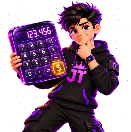 Jetty, the JTSMMPANEL mascot, holding a calculator